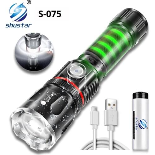 Rechargeable LED Flashlight With Surrounding COB lamp and Tail magnet 4 lighting modes Waterproof camping torch
