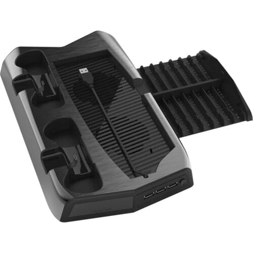 For PS5 Charging Stand Base with Cooling Fan and 3 USB Port Dual Controller Charger Storage Tray Bracket for PS5 DE/UHD