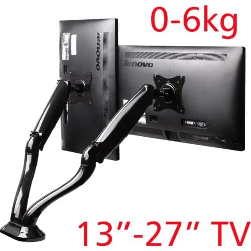 DL-LDT09 full motion air press gas strut dual screen table mount 360 rotate 2 monitor desktop support holder bracket