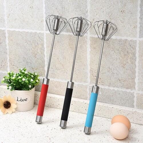 Semi-automatic Mixer Egg Beater Manual Self Turning 10 inch Stainless Steel Whisk Hand Blender Egg Cream Stirring Kitchen Tools