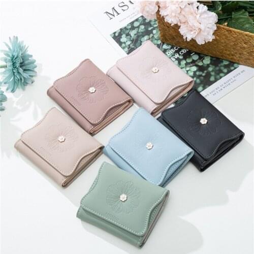 Simple large-capacity multi-function small fresh embossed ladies wallet tri-fold short wallet