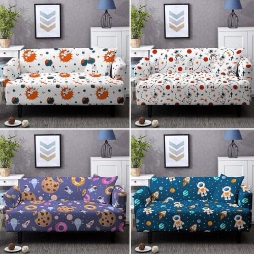 Space Astronaut Printed Stretch Sofa Cover L Shape Elastic Slipcover For Living Room Corner Combination Couch Covers Loveseat