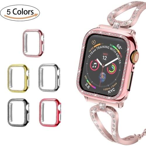 38mm 40mm 42mm 44mm Luxury Diamond Smart Watch Cover High Quality PC Anti-drop Protective Shell For Apple Series 6 SE 5 4 3 2 1