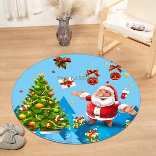 Christmas Round Carpet Computer Chair cushion Kids Room Carpet for Living Room Bedside Mat 3D Bedroom Floor Decoration Rug