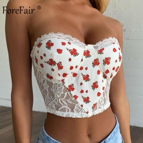Forefair Sexy Fashion Bralette Top Lace Floral Crop Tops for Women Sleeveless Bodycon Club Party Sheer Cupped Backless Tank Tops