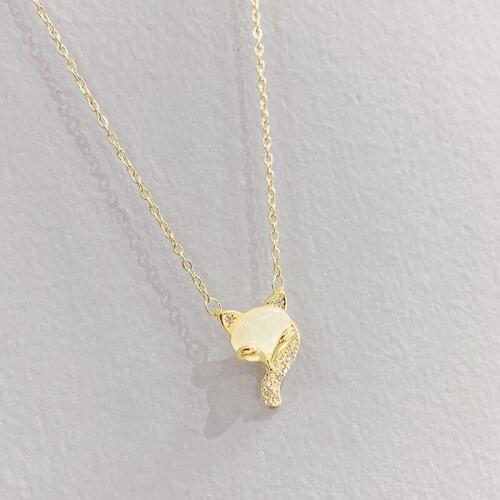 Showfay 2021 New Style Opal Fox Necklace Female Temperament Tide Chain Pendant Necklace Gift for Female