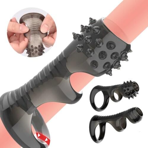 Silicone Penis Ring Ribbed Cock Ring Dildo Girth Enhancer Dick Sleeve Penis Enlargement Delayed Ejaculation Sex Toys For Men