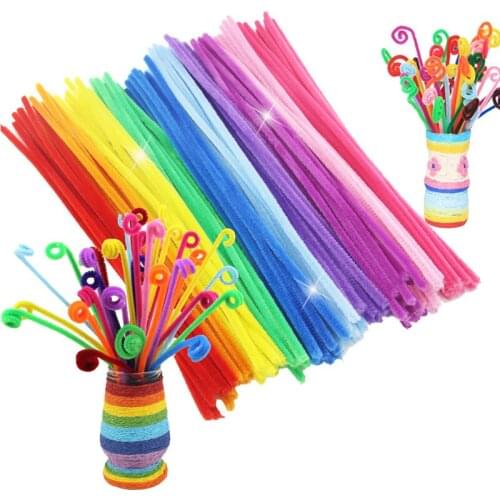 100PCS Kids Chenille Stems Children Handmade Materials educatif Kids DIY Toys Plush Shilly Stick Handmade Art Craft DY15