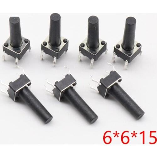 50pcs/lot 6x6x15MM 4PIN G96 Tactile Tact Push Button Micro Switch Direct Self-Reset DIP Top Copper Free Shipping