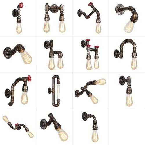 Vintage Steam Punk Loft Industrial Iron Rust Water Pipe Retro Wall Lamp Led E27 Sconce Lights Fixtures Industrial House Lighting