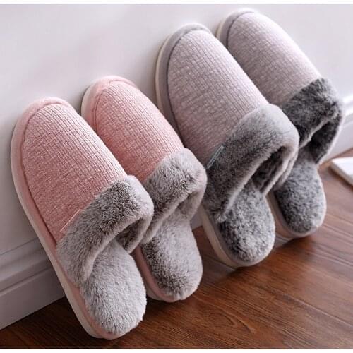 Winter Woman Slippers Striped Furry Plush Slippers Warm Cotton Velvet Womens Slippers Ladies Indoor Designer Shoes