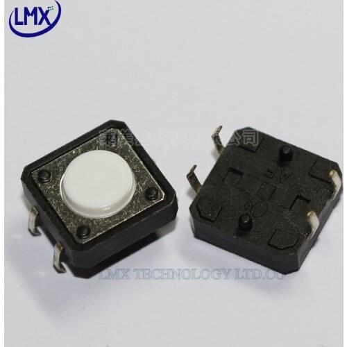 100pcs/lot touch switch 12*.12*4.3 WHITE HEAD 4pins free shipping