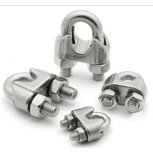2PCS M2 Wire Rope clamps Stainless Steel 304 U-type Wire Rope Clip Cable Clamp Rigging Hardware high clamp load pull rope