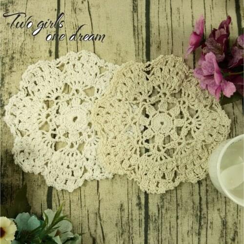 DIY 24Pcs Cotton Handmade Made Crochet Doilies Cup Mat Pad Coaster Vintage Crochet Snowflake Motifs 16-18cm