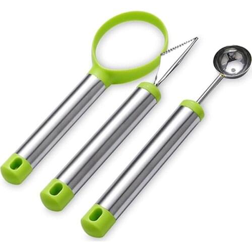 3 In1 DIY Fruit Ball Vegetable Carving 304 Stainless Steel Fruit Digger Set Fruit Vegetable Tools
