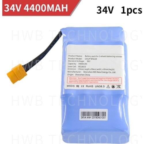 36V rechargeable li-ion battery pack 4400mah 4.4AH lithium ion cell for electric self balance scooter hoverboard unicycle