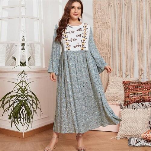 4XL Ramadan Abaya Dubai Kaftan Women Muslim Dress Embroidery Caftan Turkey Robe Gown Eid Mubarak Djellaba Femme Islamic Clothing