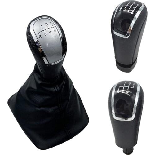 5/6 Speed 12mm Car Gear Shift Knob Lever Stick Pen Handle Ball Leather Gaiter Boot Cover Case For Skoda Octavia A5 A6 2004-2012