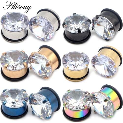 Aliosuy 2pc Ear Piercing Ring Body Jewelry Stretcher Steel Tunnels Plugs Expander Gauges Fashion Gift For Women Men 4G 0G 00G