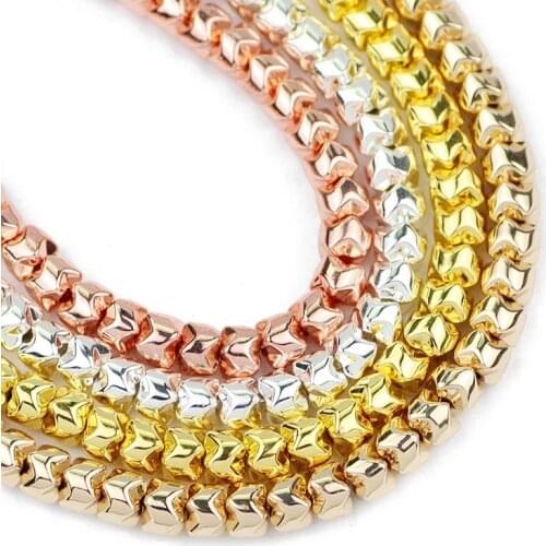 Rose Gold Silvers Cylinder Gear Natural Hematite Stone Spacer charms Loose Beads For Jewelry Making 5mm Diy Bracelet Accessories