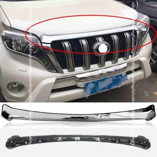 For Toyota Land Cruiser Prado FJ150 2014-2017 ABS Chrome Front bumper Hood Cover grille strips replace Car Styling Accessories
