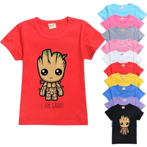 Guardians of The Galaxy Boys T Shirt for Child Marvel Groot Cartoon Printed Clothing Top Summer Cotton Short Sleeve Kids Clothes