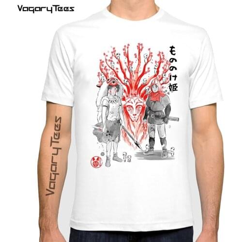 Mens t-shirt Princess Wolf God Forest Spirit Artsy Awesome Artwork Sakura Deer tree Printed Tshirt Harajuku Streetwear t-shirt