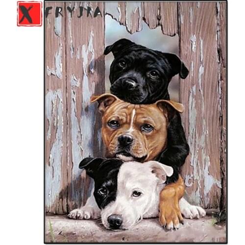 5D DIY Diamond Embroidery Dog Rhinestone Picture Diamond Painting Stafford Bull Terrier Animal Diamond Mosaic Home Decoration