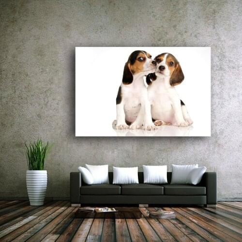 Canvas Painting Puppies Couple Beagle Canvas Poster Print for living room bedroom home decoration