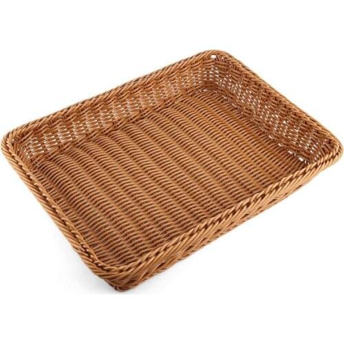 Bread Basket Rectangle Imitation Rattan Bread Basket Food Serving Baskets Restaurant Serving Diplay Baskets For Fruit Food