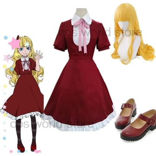 Bungo Stray Dogs Alice Port Mafia Cosplay Costume Red Women Dress Uniform Activity Party Golden Wig Shoes Outfit Cospaly Costume