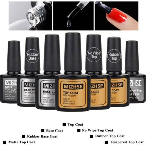 MIZHSE 7pcs No Wipe Top Matte Nail Polish Nails Design Topcoat Nageldesign Rubber Gel UV Lacquer Top Without An Adhesive Layer
