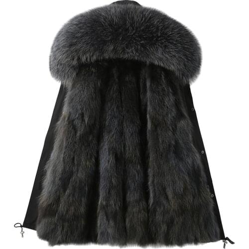 Men Parka 2020 Winter NEW Raccoon Fur Coat Man Parkas Natural Fox Fur Collar Hooded Jacket Mid-length Outerwear Plus Size M-5XL