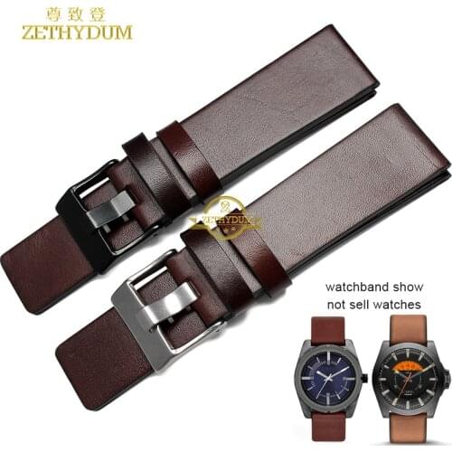 Genuine Leather watchband Wrist watch bracelet strap Brown 22 24 26 28 30mm wristwatches band for DZ7313|DZ7322|DZ7257