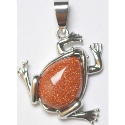 Natural Golden Sandstone Stone Bead GEM Pendant Frog Animal Jewelry Fashion S3091
