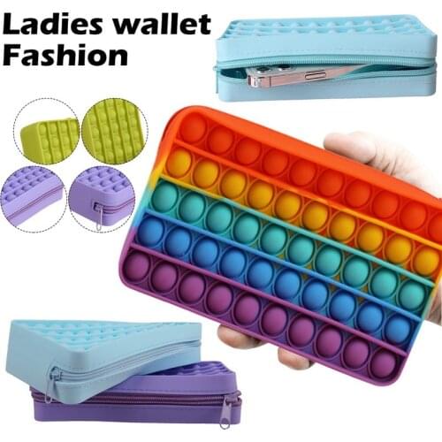 New Silicone Purse Push Bubbles Pops Free Toys Simple Dimple Student Stationery Bag Sensory Toys Poppet Pencil Case Fidget Toys