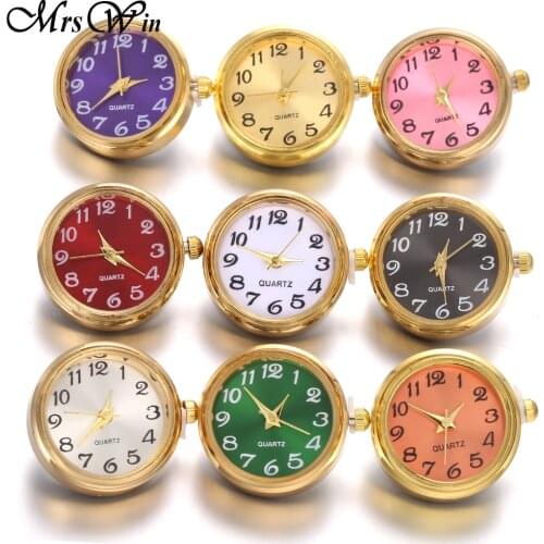 New Gold Snap Jewelry 18mm Round Silver color Tone Quartz Watch Face Snap Buttons for Fashion DIY Snap Button Bracelet Bangle