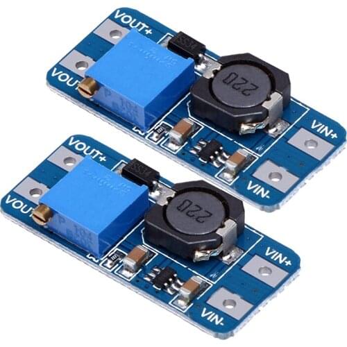 2pcs MT3608 DC-DC adjustable step-up power converter module for Arduino & More