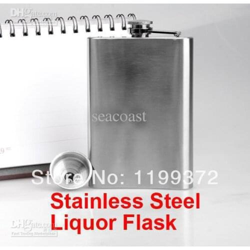 Lowest Price 100 pcs/lot Drink Liquor Whisky Alcohol Stainless Steel 8oz Hip Flask Screw Cap Funnel Cap