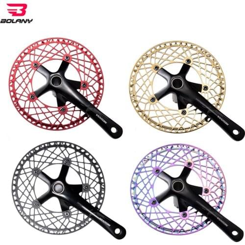 BOLANY 130 BCD BMX Folding Bike Chainwheel CNC AL Hollow Design Ultralight Chain Wheel 53T 56T Rainbow Plating Chainring