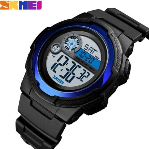 SKMEI 2 Time Sports Watch Men Stopwatch Waterproof Mens Wristwatch Wristband Alarm clock Digital Watches relogio masculino 1437