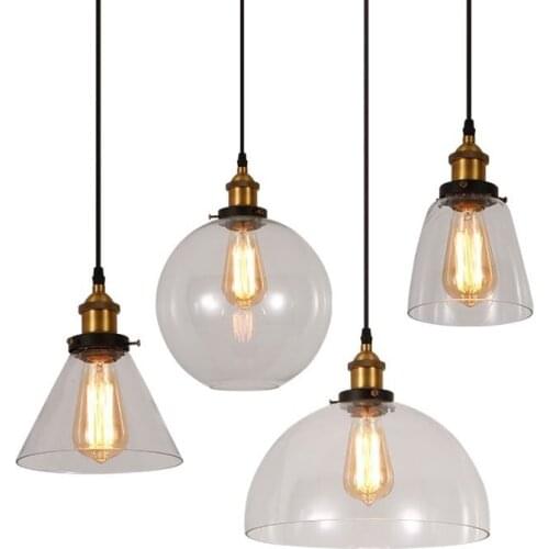 Industrial retro glass pendant lamp bar balcony restaurant cafe personality decor pendant lighting E27 Edison bulb WF10291044