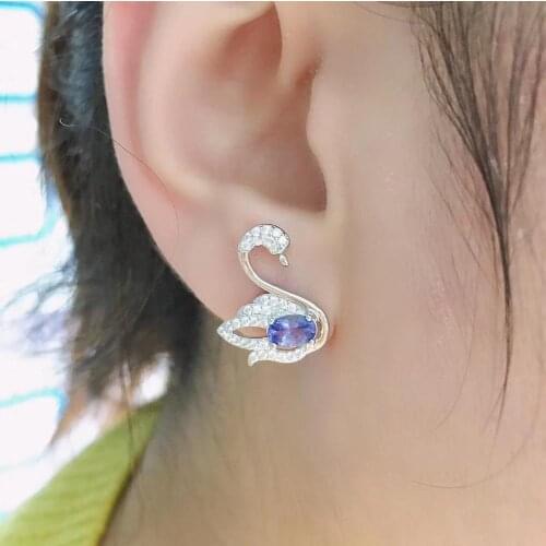 Natural and Real Tanzanite earring Free shipping Natural real anzanite 925 sterling silver Earring