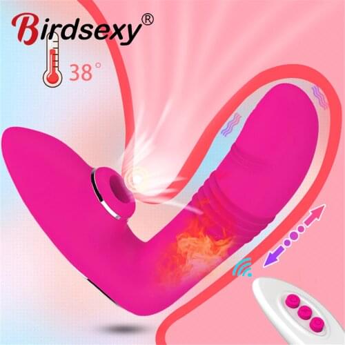 Telescopic Vibrator for Woman Wearable Heating Butterfly Dildo Panties Vibrators Adult Sex Toys Anal G Spot Clitoris Stimulator