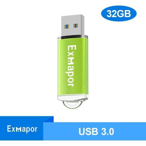 32GB USB Flash Drive 3.0 32 GB Memory Stick Exmapor Thumb Drive Jump Drive Speed up to 40MB/s, Flash Drive with Cap Design Green