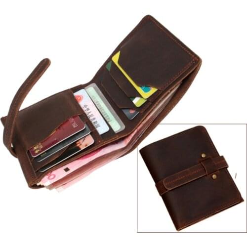 Vintage Crazy horse Genuine Leather Wallet Men Wallet Leather Men purse Long style Clutch Bag Male Coin bag Money Holder