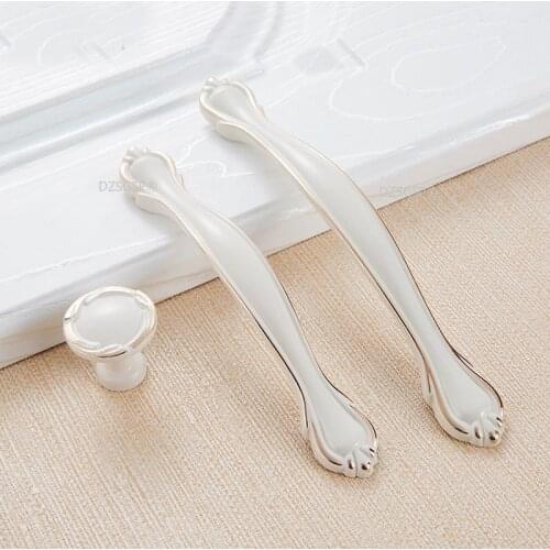 Ivory White Drawer Cupboard Pull Zinc Alloy European Fashion Cabinet Kitchen Handle Semicircle Dresser Closet Hardware