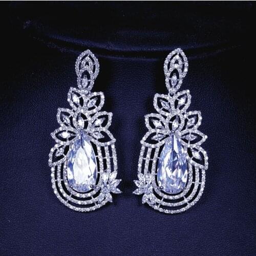 High Quality Luxury Party/Wedding Earrings For Women/Girls,Micro Pave Zircon Jewelry Green Earrings