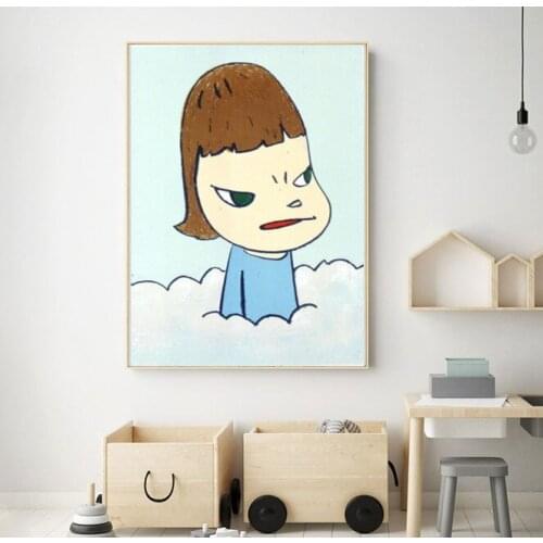 Janpanese Painter Nara YoshitomoSleepwalking Painting Hand Made On Canvas Graffiti Art Oil Painting For Kids Wall Decoration