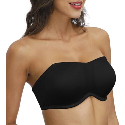 Vgplay Full Cup Womens Bra Sexy Black Sstrapless Non-slip Underwear Padded Push Up Bras For Women Plus Size Brassiere D E F Cup